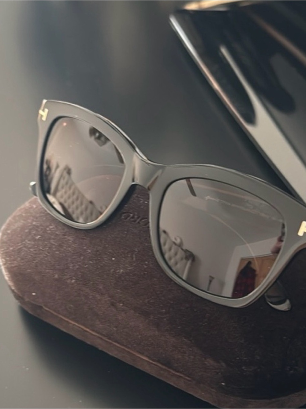 New Tom Ford Black Sunglasses with Gold 'T' Accents
